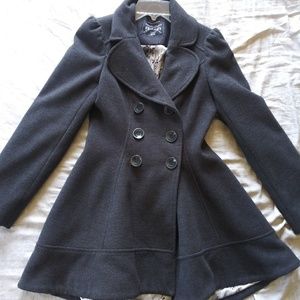 Grey babydoll peplum pea coat NWOT
